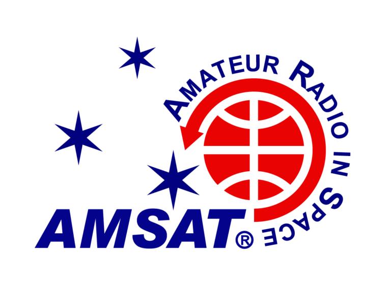 AMSAT logo, the organization behind an August 23 amateur-satellite bulletin.