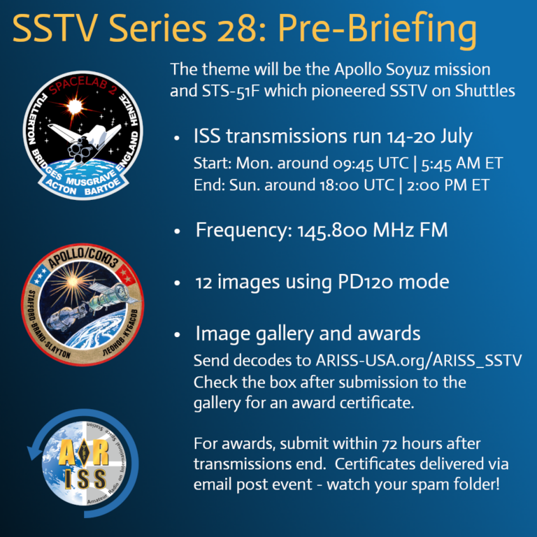 ARISS SSTV event illustration from the ARISS upcoming SSTV events page